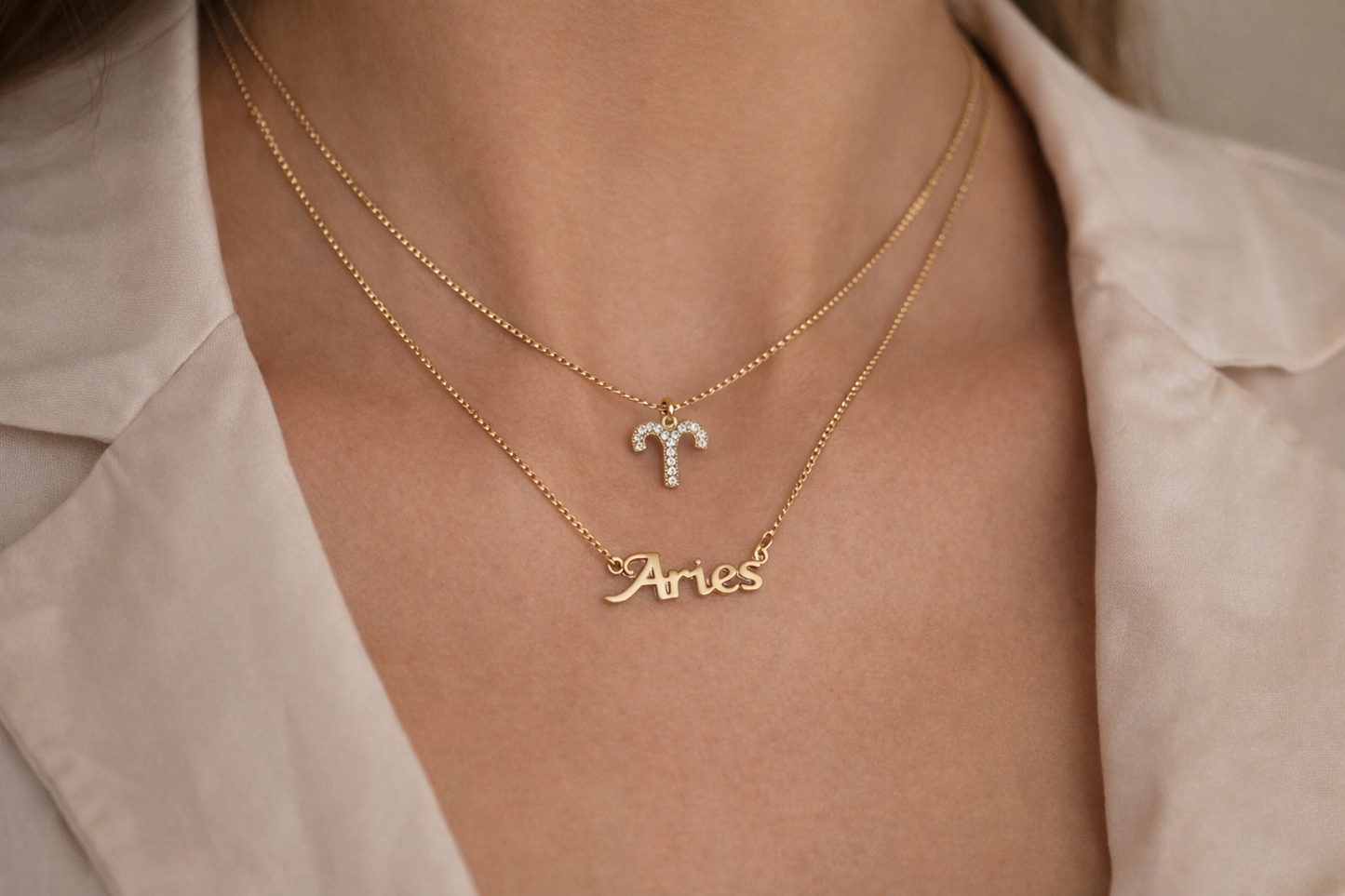 Aries Zodiac Double Necklace
