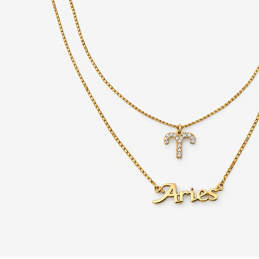Aries Zodiac Double Necklace