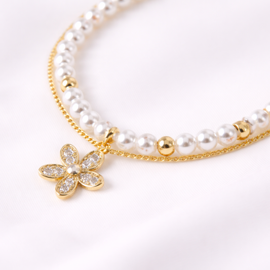 Pearl Bloom Charm Bracelet
