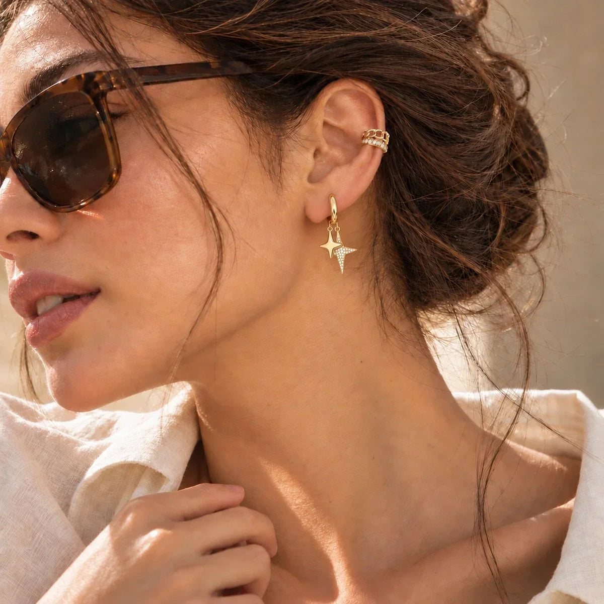 How to Pair Minimalist Ear Cuffs With Hoops, Huggies & Studs