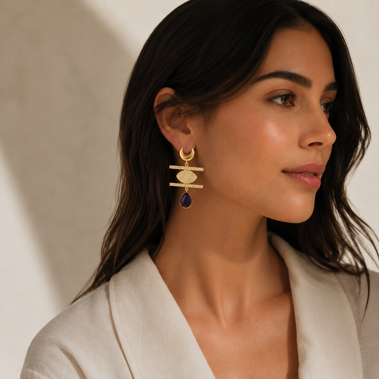 Celestial Amethyst Drop Earrings