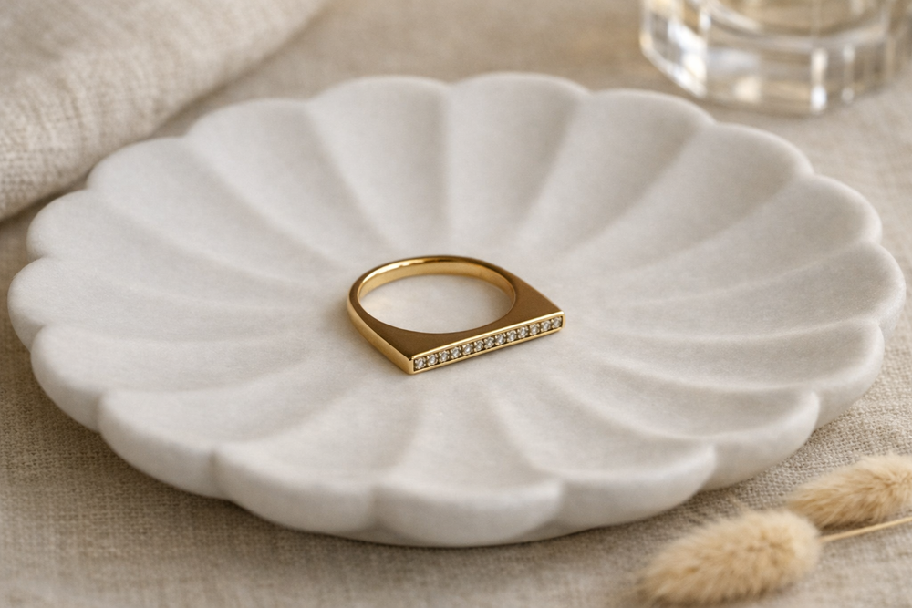 Minimalist Bar Pave Ring
