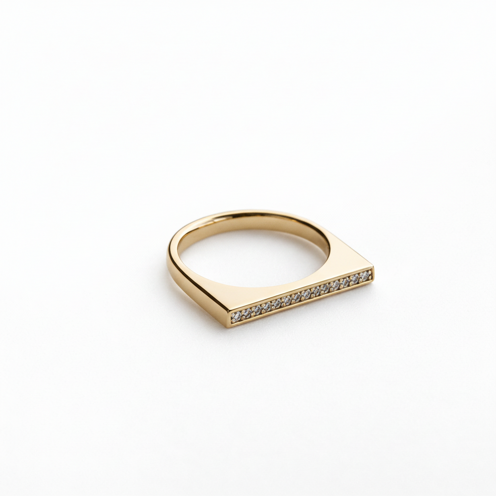 Minimalist Bar Pave Ring