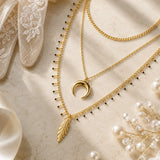 Luna Triple-Layer Crescent Necklace