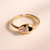 Pink Heart Ring – Gold Adjustable Heart Ring