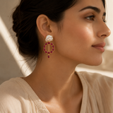 Ruby Halo Pearl Statement Earrings