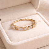 Twisted Crystal Ring – Gold Band with Crystals