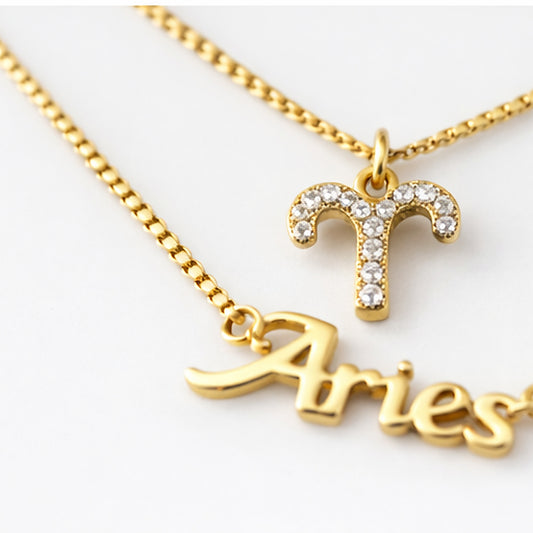 Aries Zodiac Double Necklace