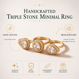 Handcrafted Triple Stone Minimal Ring