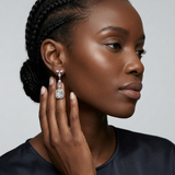 Emerald Cut Halo Drop Earrings