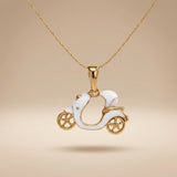 White Enamel Scooter Pendant Necklace