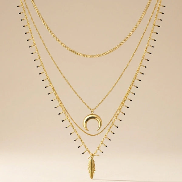 Luna Triple-Layer Crescent Necklace