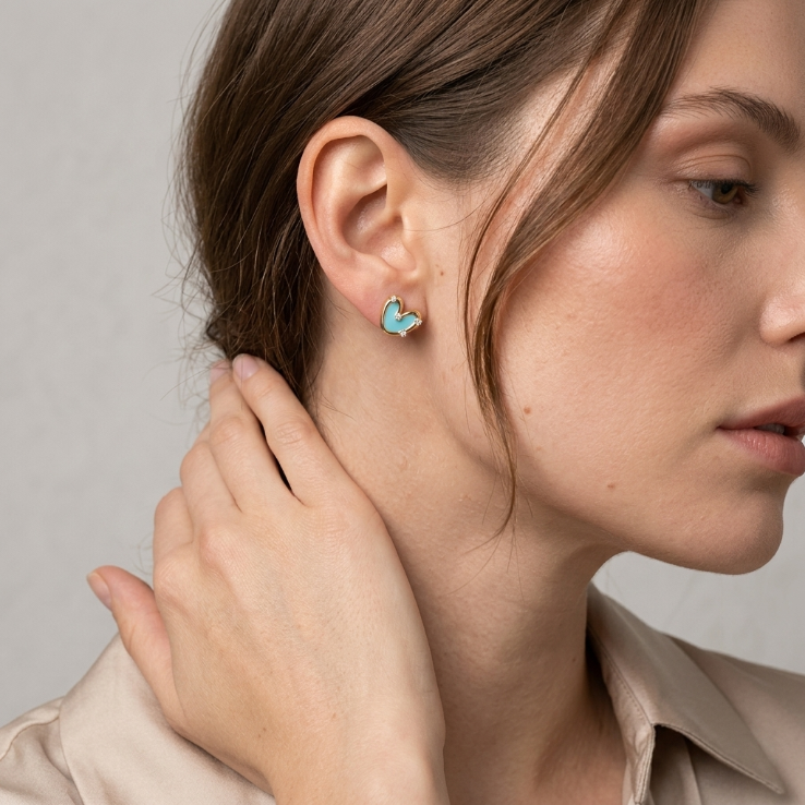 Turquoise Heart Stud Earrings
