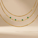 Emerald Trio Layer Necklace