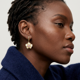 Cream Enamel Floral Drop Earrings