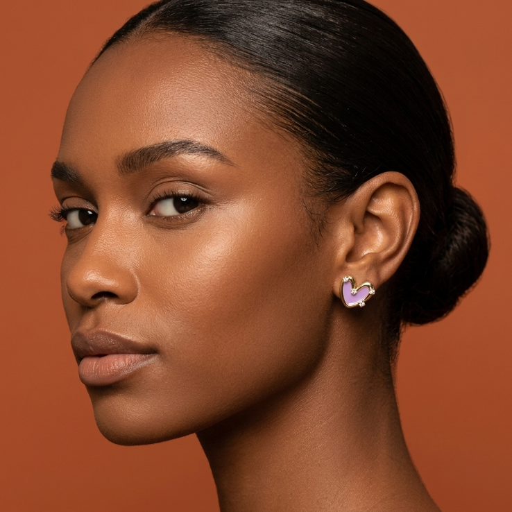 Purple Heart Stud Earrings