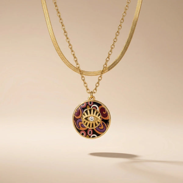 Eye Medallion Gold Necklace