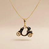 Black Enamel Scooter Pendant Necklace