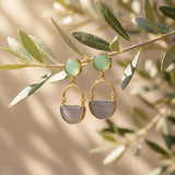 Mint & Grey Dual Stone Drop Earrings