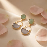 Mint & Grey Dual Stone Drop Earrings