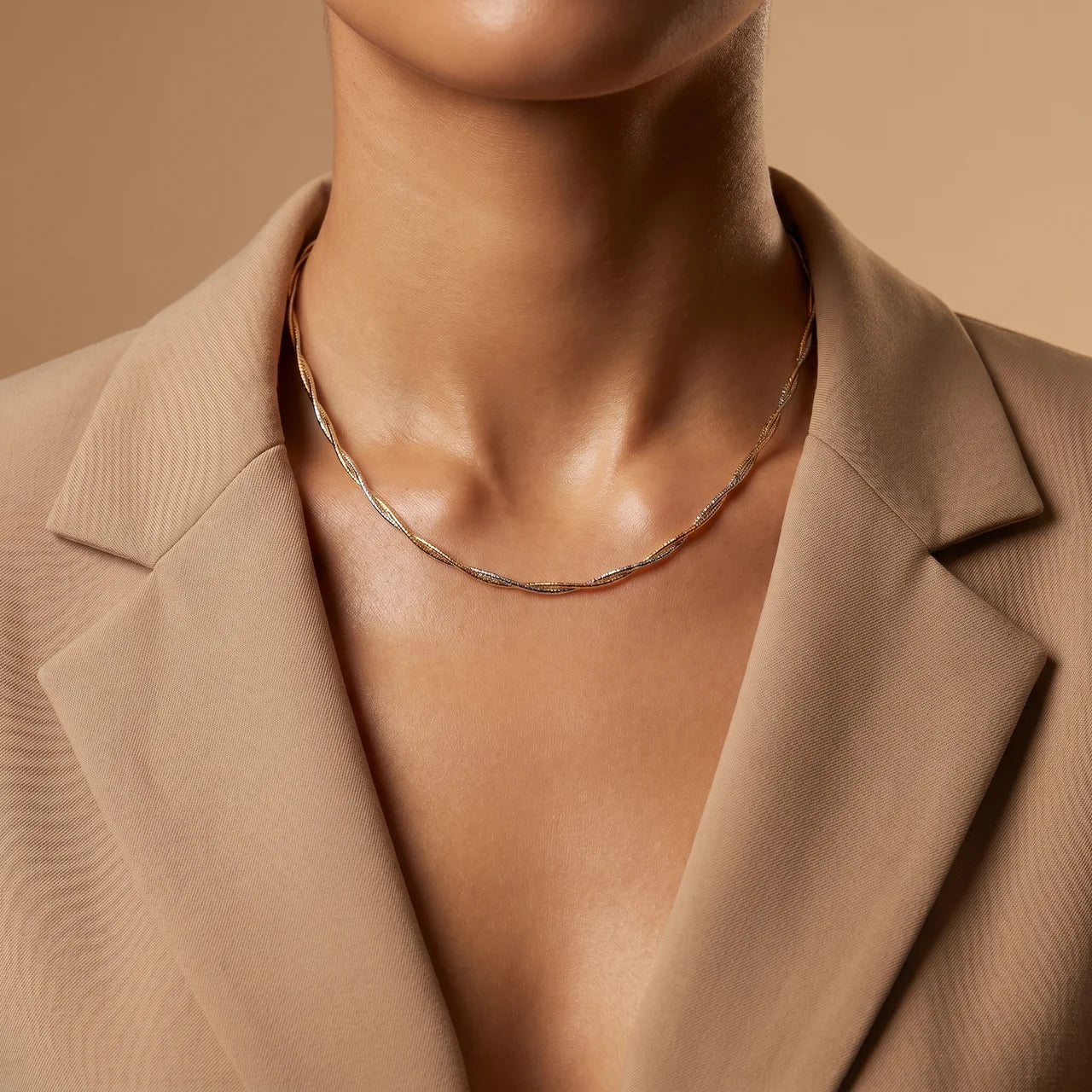 Two-Tone Twist Chain Necklace