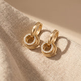 Triple Ring Drop Hoop Earrings