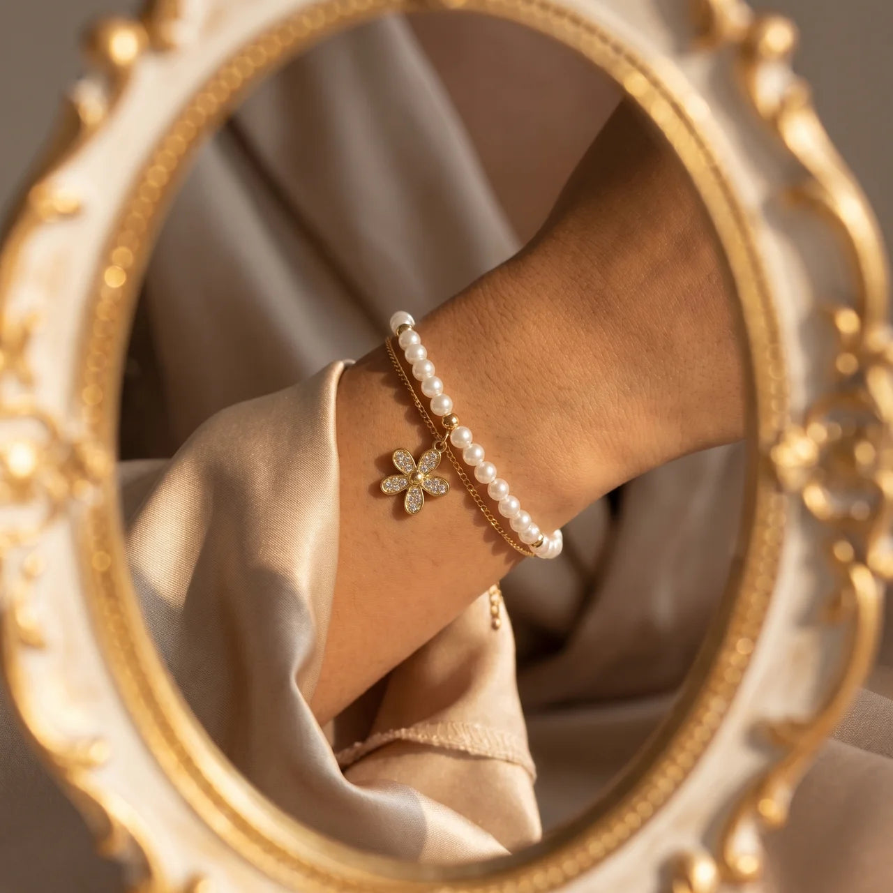 Petal Pearl Charm Bracelet