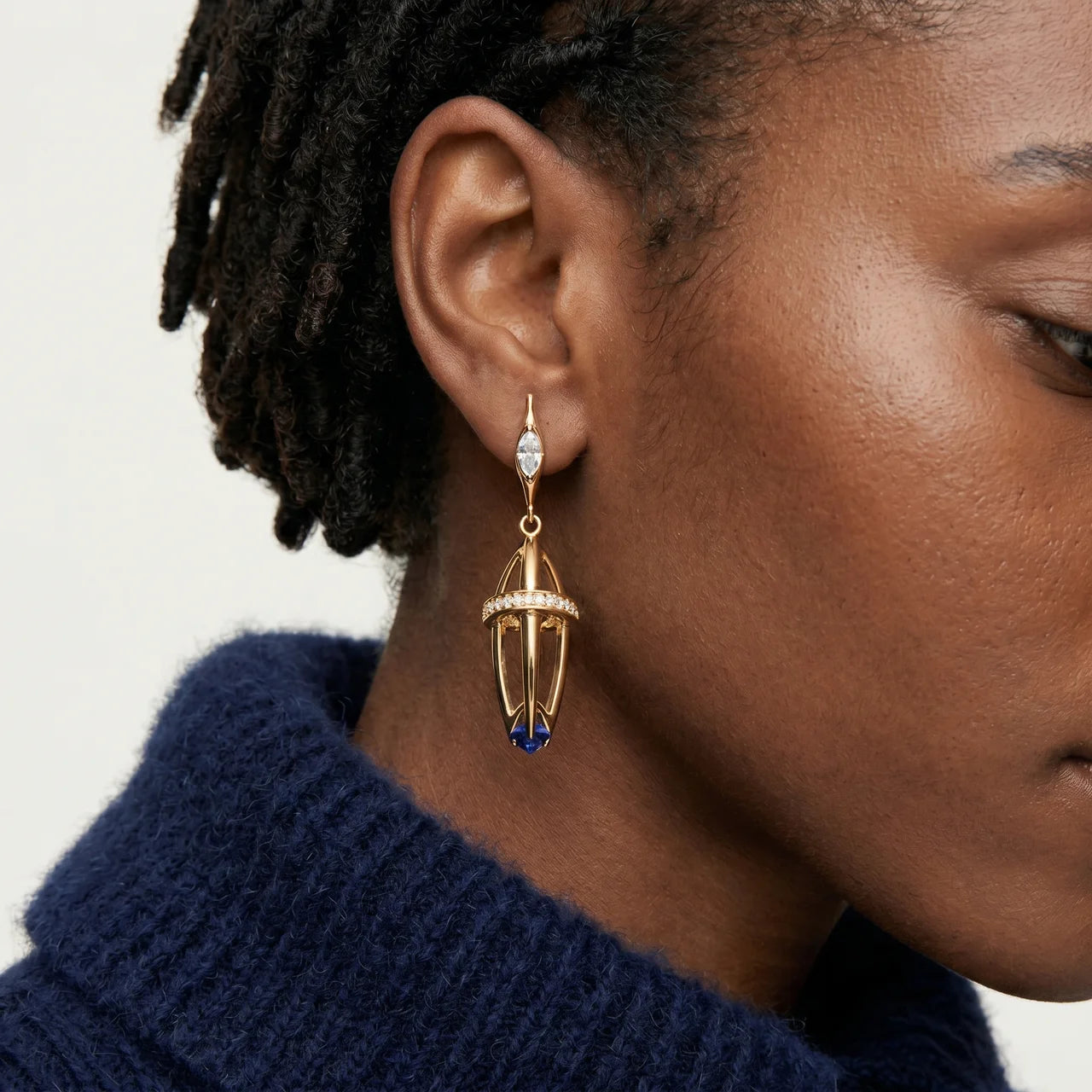 Sculpted Blue Drop Earrings