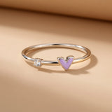 Lavender Heart Open Ring