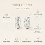 Triple Bezel Huggie Hoops