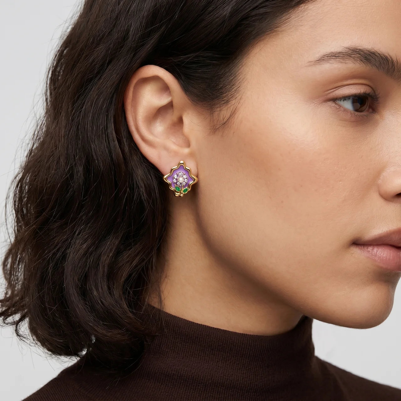 Floral Enamel Stud Earrings