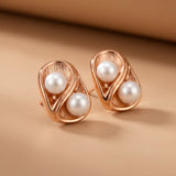 Dual Pearl Wave Stud Earrings