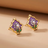 Floral Enamel Stud Earrings