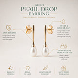 Gold Pearl Drop Earrings