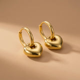 Puffy Heart Drop Huggie Earrings