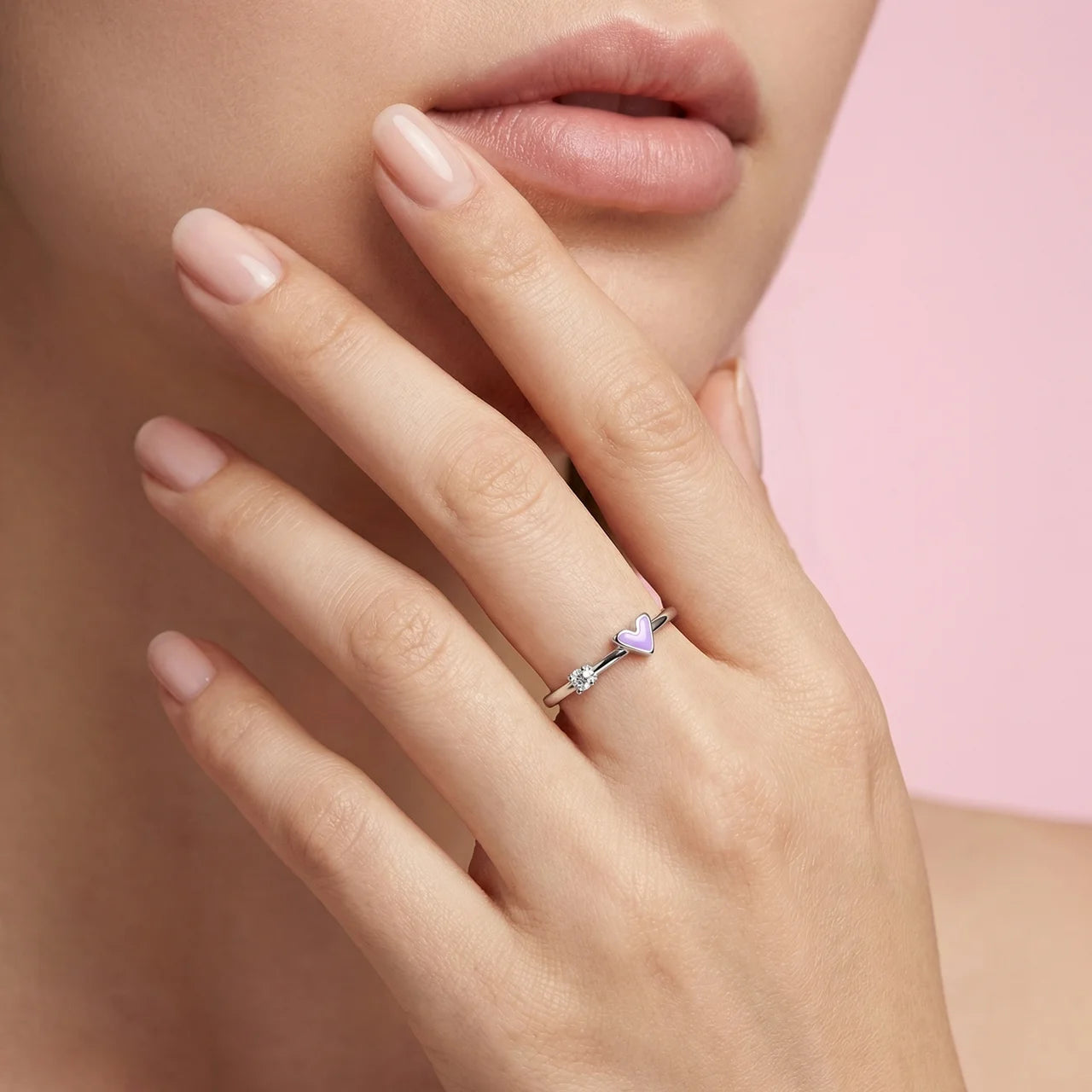 Lavender Heart Open Ring