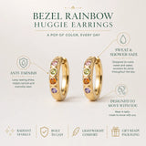 Bezel Rainbow Huggie Earrings