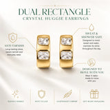 Dual Rectangle Crystal Huggie Earrings