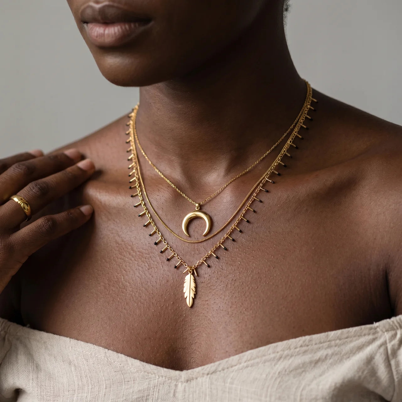 Luna Triple-Layer Crescent Necklace