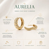 Aurelia Ribbed Pavé Hoop Earrings