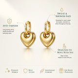 Puffy Heart Drop Huggie Earrings