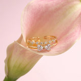 Gold Bow Open Ring – Crystal Bow Ring