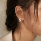 Dual Pearl Wave Stud Earrings