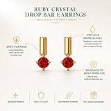 Ruby Crystal Drop Bar Earrings