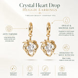 Crystal Heart Drop Huggie Earrings