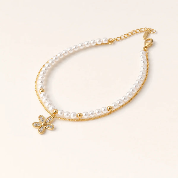 Petal Pearl Charm Bracelet