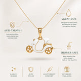 White Enamel Scooter Pendant Necklace