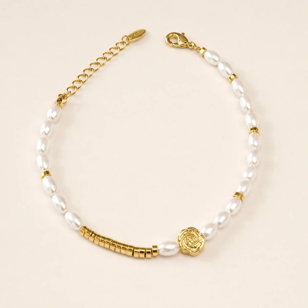 Rose Pearl Charm Bracelet