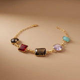 Multicolor Gemstone Link Bracelet