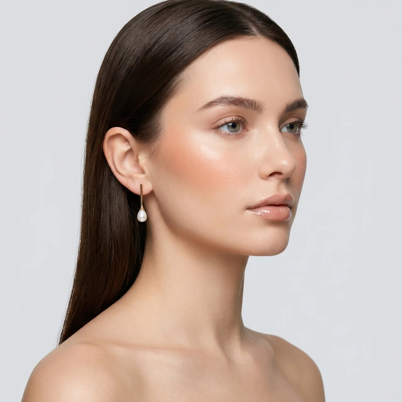 Gold Pearl Drop Earrings